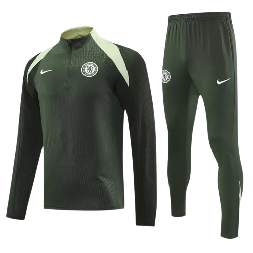 25-26 Chelsea Army Green Half Pull Tracksuit