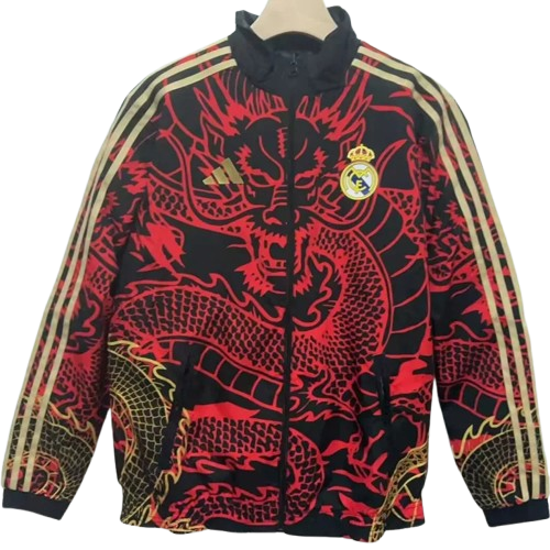24-25 Real Madrid Red & Black Double Sided Windbreaker