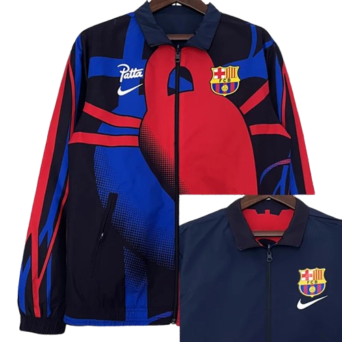 2024 Barcelona Red & Dark Blue Double Sided Windbreaker