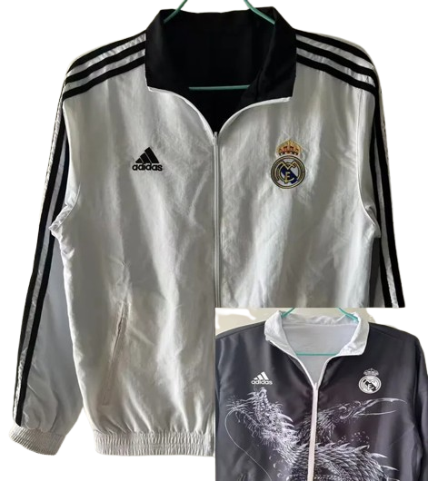 24-25 Real Madrid White & Black Double Sided Windbreaker