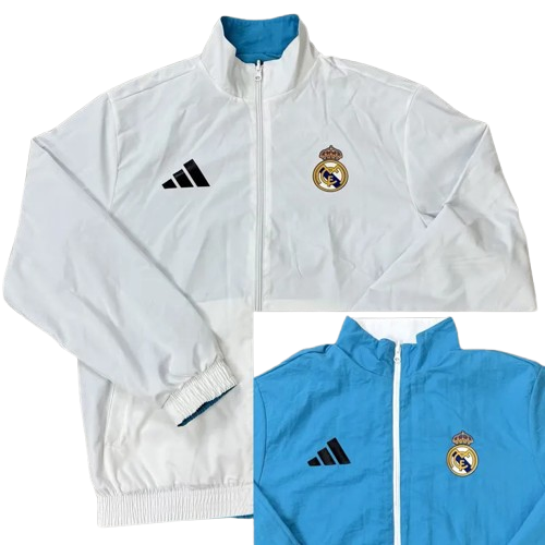 25-26 Real Madrid White & Lake Blue Double Sided Windbreaker