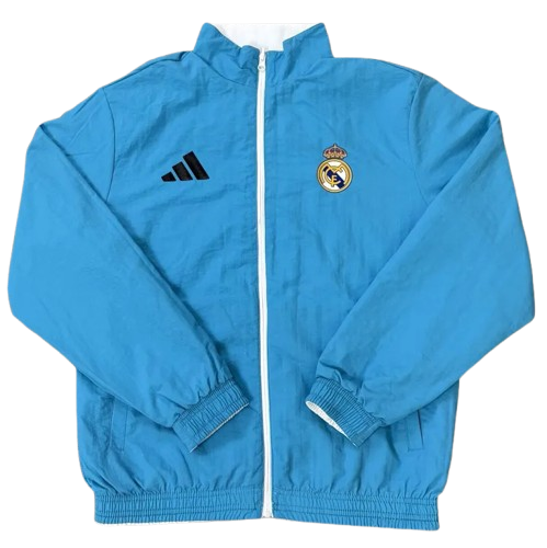 25-26 Real Madrid White & Lake Blue Double Sided Windbreaker
