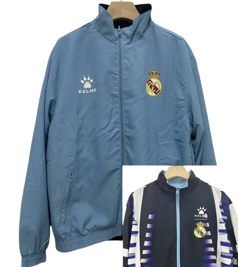 24-25 Real Madrid Light Blue & Black Double Sided Windbreaker