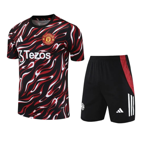 25-26 Man Utd Black Red Training Short Suit
