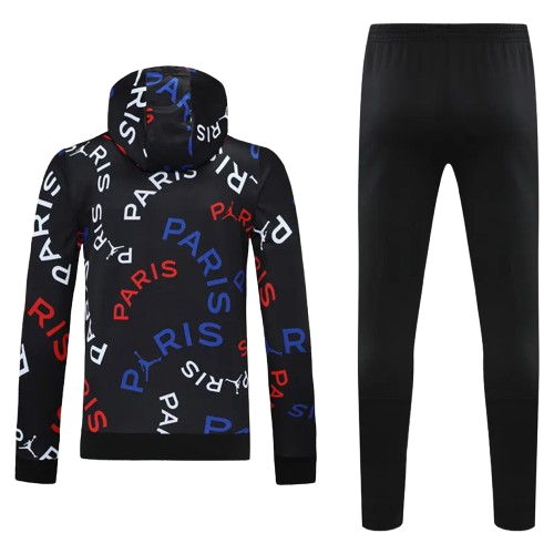 25-26 PSG Black Hoodie Tracksuit