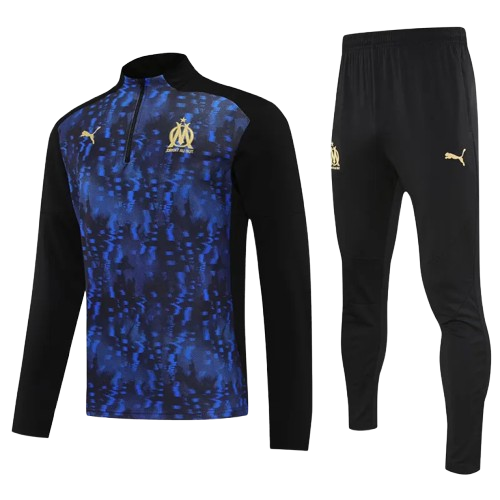 25-26 Marseille Blue Black Half Pull Tracksuit