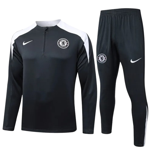 25-26 Chelsea Dark Gray Half Pull Tracksuit