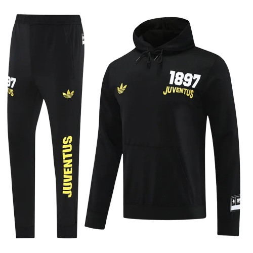 24-25 Juventus Black Hoodie Tracksuit
