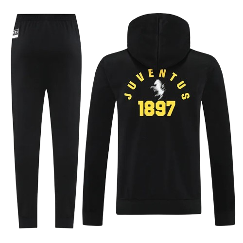 24-25 Juventus Black Hoodie Tracksuit