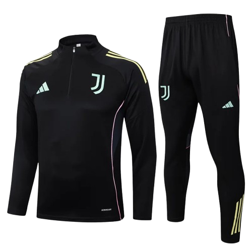 25-26 Juventus Black Half Pull Tracksuit