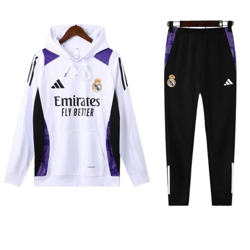 24-25 Real Madrid White Hoodie Tracksuit