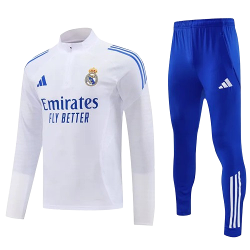 25-26 Real Madrid White Half Pull Tracksuit