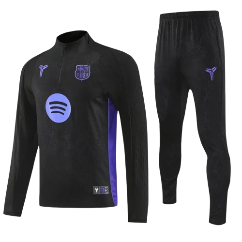 25-26 Barcelona Black Half Pull Tracksuit