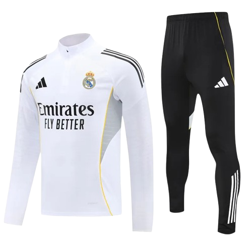 25-26 Real Madrid White Half Pull Tracksuit