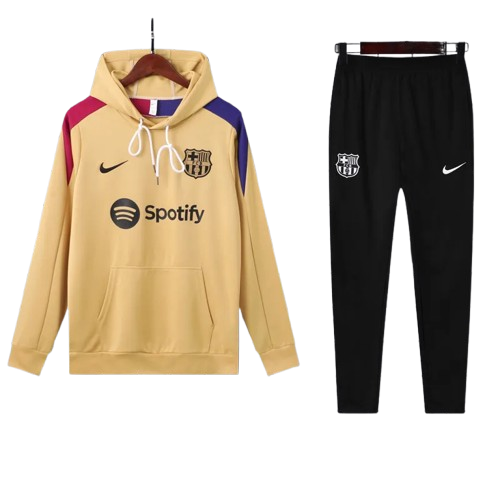 24-25 Barcelona Earthy Yellow Hoodie Tracksuit