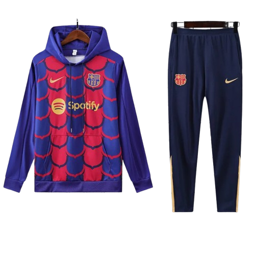 24-25 Barcelona Fancy Blue Hoodie Tracksuit
