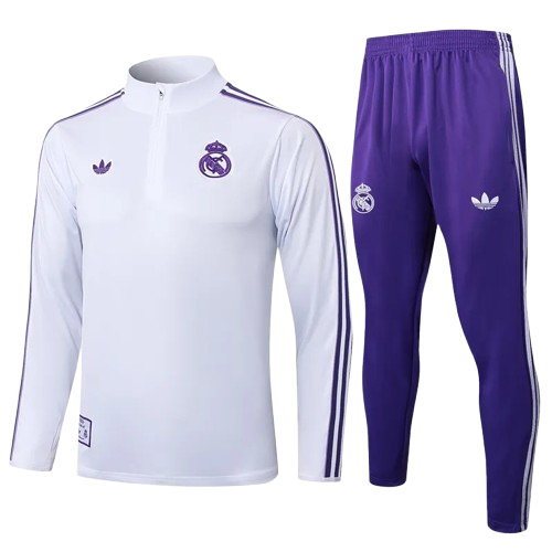 25-26 Real Madrid White Half Pull Tracksuit