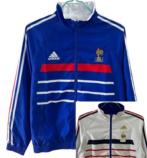 1998 France Blue & White Retro Double Sided Windbreaker
