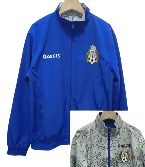 1999 Mexico Blue & White Retro Double Sided Windbreaker