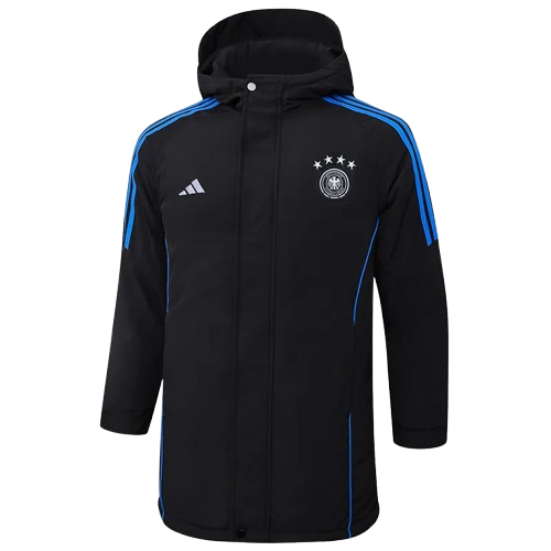 24-25 Germany Black Hooded Windbreaker Fabric Cotton Coat