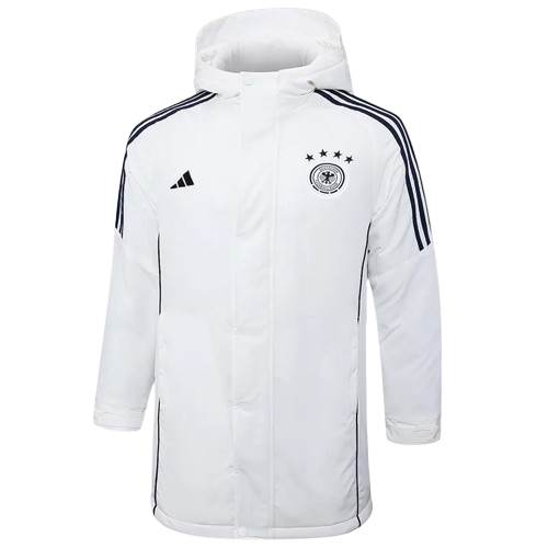 24-25 Germany White Hooded Windbreaker Fabric Cotton Coat