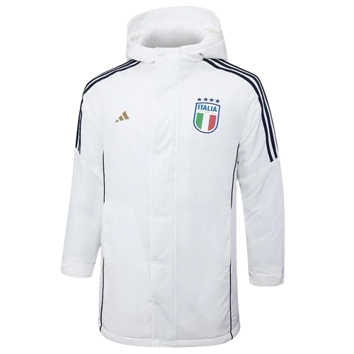 24-25 Italy White Hooded Windbreaker Fabric Cotton Coat