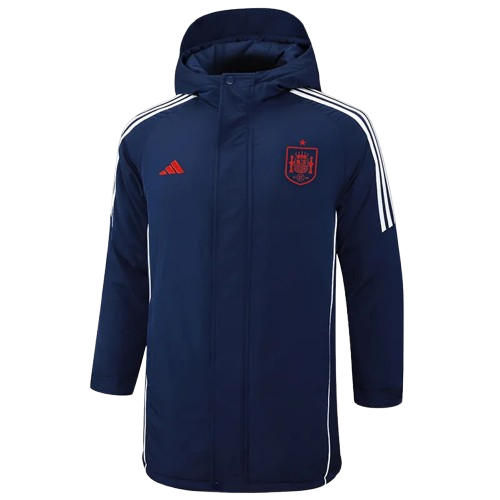 24-25 Spain Royal Blue Hooded Windbreaker Fabric Cotton Coat