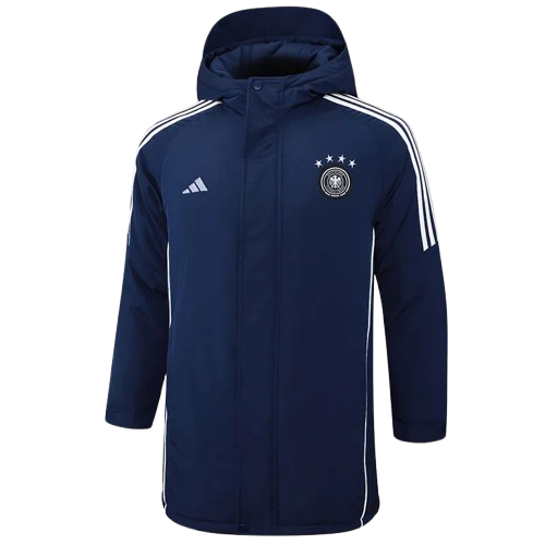 24-25 Germany Royal Blue Hooded Windbreaker Fabric Cotton Coat