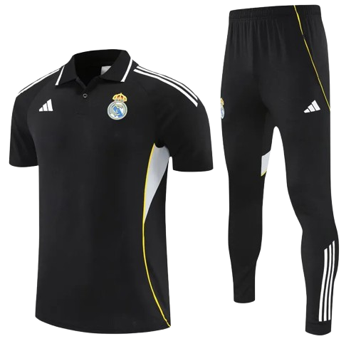 25-26 Real Madrid Black Polo Tracksuit