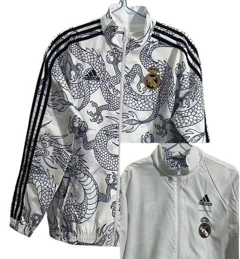 23-24 Real Madrid White & Grey Double Sided Windbreaker