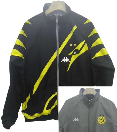 1996-1997 Dortmund Black & Grey Retro Double Sided Windbreaker