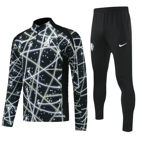 25-26 Chelsea Black Half Pull Tracksuit