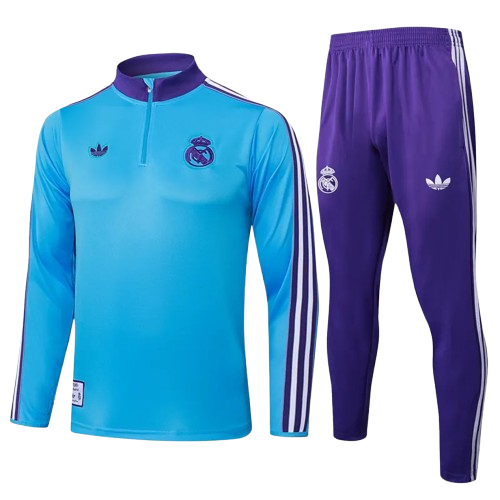 25-26 Real Madrid Light Blue Half Pull Tracksuit