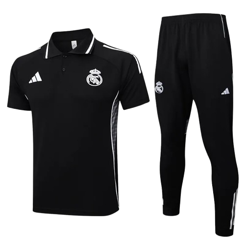 25-26 Real Madrid Black Polo Tracksuit
