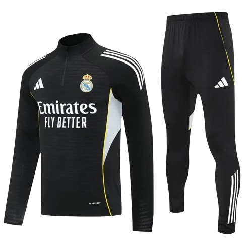 25-26 Real Madrid Black Half Pull Tracksuit