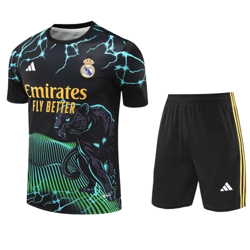 24-25 Real Madrid Black Green Training Short Suit