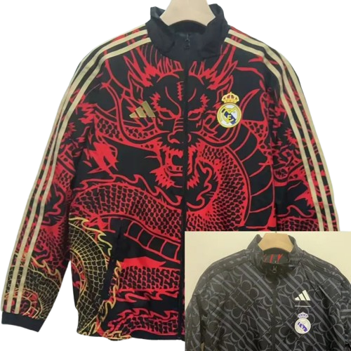 24-25 Real Madrid Red & Black Double Sided Windbreaker