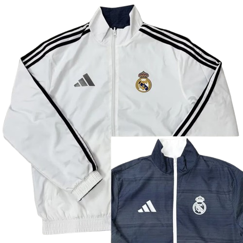 25-26 Real Madrid White & Dark Gray Double Sided Windbreaker