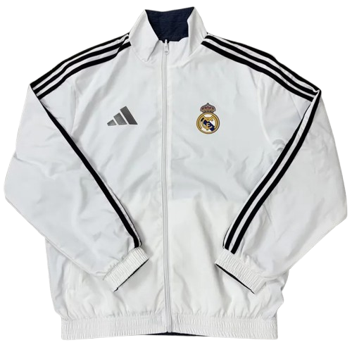 25-26 Real Madrid White & Dark Gray Double Sided Windbreaker