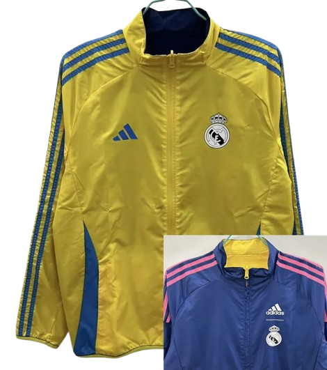 25-26 Real Madrid Yellow & Royal Blue Double Sided Windbreaker