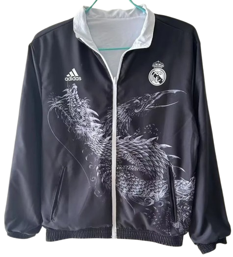 24-25 Real Madrid White & Black Double Sided Windbreaker