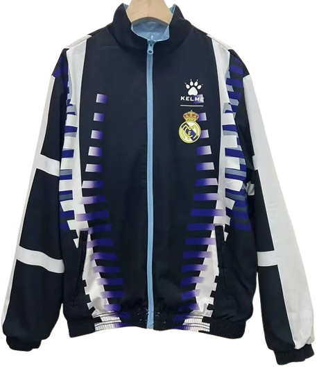 24-25 Real Madrid Light Blue & Black Double Sided Windbreaker