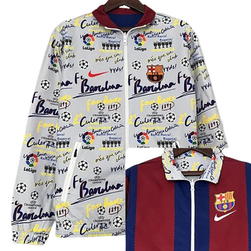 23-24 Barcelona White & Black Double Sided Windbreaker