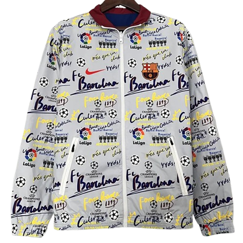 23-24 Barcelona White & Black Double Sided Windbreaker