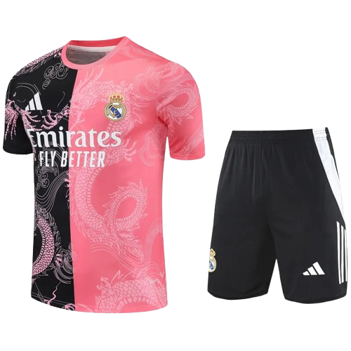 25-26 Real Madrid Black Pink Training Short Suit