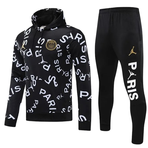 25-26 PSG Black Hoodie Tracksuit