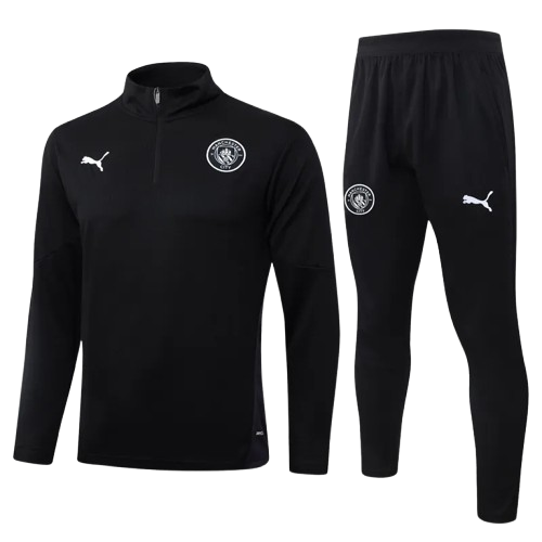 25-26 Man City Black Half Pull Tracksuit