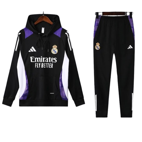 24-25 Real Madrid Black Hoodie Tracksuit