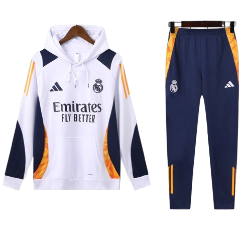 24-25 Real Madrid White Hoodie Tracksuit
