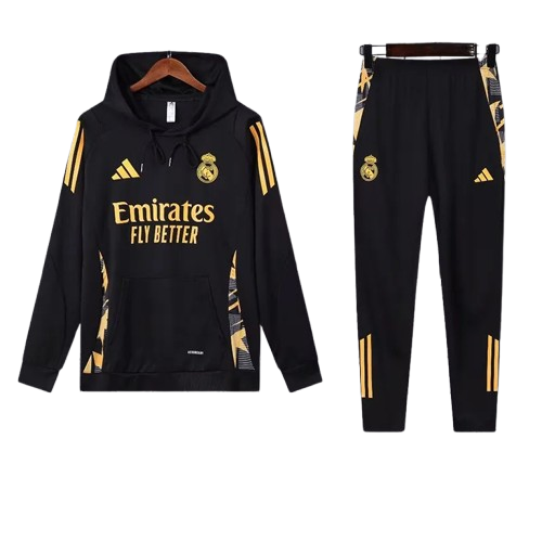 24-25 Real Madrid Black Hoodie Tracksuit